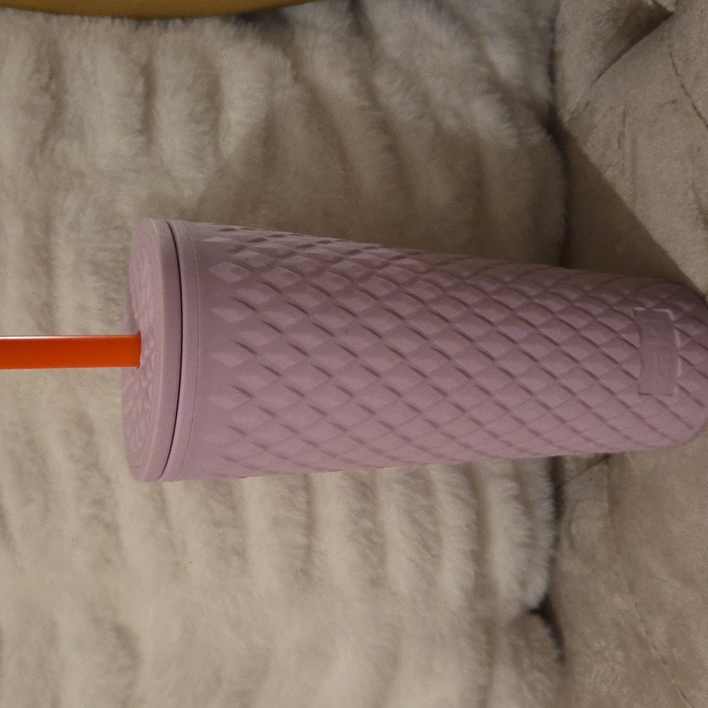 Zak Purple Rubber Textured Tumbler with Orange Straw